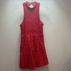 Urban Outfitters Kimchi Blue Lace Cutout Open Back Mini Dress Red Sz 4